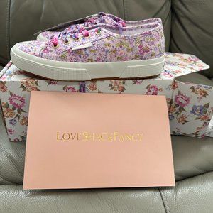 Superga x LoveShackFancy Misty Lilac Floral Summer Sneakers NWT size 37 1/2